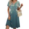 Zeagoo Women’s Casual Dresses with Pockets Summer Floral V-Neck A-Line Tshirt Dress Short Sleeve Mini Dress Beach Sundress(Gray-green Floral)