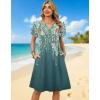 Zeagoo Women’s Casual Dresses with Pockets Summer Floral V-Neck A-Line Tshirt Dress Short Sleeve Mini Dress Beach Sundress(Gray-green Floral)