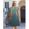 Zeagoo Women’s Casual Dresses with Pockets Summer Floral V-Neck A-Line Tshirt Dress Short Sleeve Mini Dress Beach Sundress(Gray-green Floral)