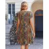 Zeagoo Women’s Casual Dresses with Pockets Summer Floral V-Neck A-Line Tshirt Dress Short Sleeve Mini Dress Beach Sundress(Multicolor)