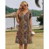 Zeagoo Women’s Casual Dresses with Pockets Summer Floral V-Neck A-Line Tshirt Dress Short Sleeve Mini Dress Beach Sundress(Multicolor)