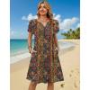 Zeagoo Women’s Casual Dresses with Pockets Summer Floral V-Neck A-Line Tshirt Dress Short Sleeve Mini Dress Beach Sundress(Multicolor)