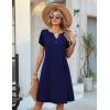 Zeagoo Women’s Casual Dresses with Pockets Summer Floral V-Neck A-Line Tshirt Dress Short Sleeve Mini Dress Beach Sundress(Navy Blue)