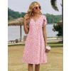 Zeagoo Women’s Casual Dresses with Pockets Summer Floral V-Neck A-Line Tshirt Dress Short Sleeve Mini Dress Beach Sundress(Pink-white)