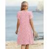 Zeagoo Women’s Casual Dresses with Pockets Summer Floral V-Neck A-Line Tshirt Dress Short Sleeve Mini Dress Beach Sundress(Pink-white)