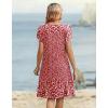 Zeagoo Women’s Casual Dresses with Pockets Summer Floral V-Neck A-Line Tshirt Dress Short Sleeve Mini Dress Beach Sundress(Red White Floral)