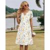 Zeagoo Women’s Casual Dresses with Pockets Summer Floral V-Neck A-Line Tshirt Dress Short Sleeve Mini Dress Beach Sundress(White Floral)
