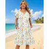 Zeagoo Women’s Casual Dresses with Pockets Summer Floral V-Neck A-Line Tshirt Dress Short Sleeve Mini Dress Beach Sundress(White Floral)