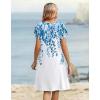 Zeagoo Women’s Casual Dresses with Pockets Summer Floral V-Neck A-Line Tshirt Dress Short Sleeve Mini Dress Beach Sundress(White-blue Flower)