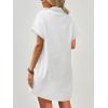 Zeagoo Womens Cotton Shirt Dress Summer Casual Short Sleeve Button Down Beach Cover Up Shirts with Pockets(A-white)