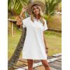 Zeagoo Womens Cotton Shirt Dress Summer Casual Short Sleeve Button Down Beach Cover Up Shirts with Pockets(A-white)