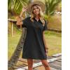 Zeagoo Womens Cotton Shirt Dress Summer Casual Short Sleeve Button Down Beach Cover Up Shirts with Pockets(Black)
