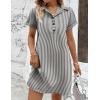 Zeagoo Womens Cotton Shirt Dress Summer Casual Short Sleeve Button Down Beach Cover Up Shirts with Pockets(Black White Stripe)