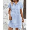Zeagoo Womens Cotton Shirt Dress Summer Casual Short Sleeve Button Down Beach Cover Up Shirts with Pockets(Blue White Stripe)