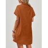 Zeagoo Womens Cotton Shirt Dress Summer Casual Short Sleeve Button Down Beach Cover Up Shirts with Pockets(Brown)