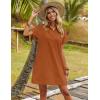 Zeagoo Womens Cotton Shirt Dress Summer Casual Short Sleeve Button Down Beach Cover Up Shirts with Pockets(Brown)