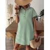 Zeagoo Womens Cotton Shirt Dress Summer Casual Short Sleeve Button Down Beach Cover Up Shirts with Pockets(Green White Stripe)