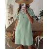 Zeagoo Womens Cotton Shirt Dress Summer Casual Short Sleeve Button Down Beach Cover Up Shirts with Pockets(Green White Stripe)