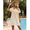 Zeagoo Womens Cotton Shirt Dress Summer Casual Short Sleeve Button Down Beach Cover Up Shirts with Pockets(Khaki)
