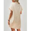 Zeagoo Womens Cotton Shirt Dress Summer Casual Short Sleeve Button Down Beach Cover Up Shirts with Pockets(Khaki)