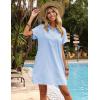 Zeagoo Womens Cotton Shirt Dress Summer Casual Short Sleeve Button Down Beach Cover Up Shirts with Pockets(Light Blue)