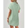 Zeagoo Womens Cotton Shirt Dress Summer Casual Short Sleeve Button Down Beach Cover Up Shirts with Pockets(Light Green)