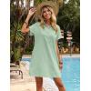 Zeagoo Womens Cotton Shirt Dress Summer Casual Short Sleeve Button Down Beach Cover Up Shirts with Pockets(Light Green)