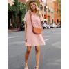 Zeagoo Womens Cotton Shirt Dress Summer Casual Short Sleeve Button Down Beach Cover Up Shirts with Pockets(Light Pink)