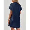 Zeagoo Womens Cotton Shirt Dress Summer Casual Short Sleeve Button Down Beach Cover Up Shirts with Pockets(Navy Blue)