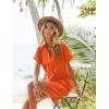 Zeagoo Womens Cotton Shirt Dress Summer Casual Short Sleeve Button Down Beach Cover Up Shirts with Pockets(Orange)
