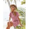 Zeagoo Womens Cotton Shirt Dress Summer Casual Short Sleeve Button Down Beach Cover Up Shirts with Pockets(Pink)