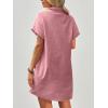 Zeagoo Womens Cotton Shirt Dress Summer Casual Short Sleeve Button Down Beach Cover Up Shirts with Pockets(Pink)