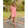 Zeagoo Womens Cotton Shirt Dress Summer Casual Short Sleeve Button Down Beach Cover Up Shirts with Pockets(Pink Orange)