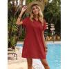 Zeagoo Womens Cotton Shirt Dress Summer Casual Short Sleeve Button Down Beach Cover Up Shirts with Pockets(Red)