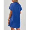 Zeagoo Womens Cotton Shirt Dress Summer Casual Short Sleeve Button Down Beach Cover Up Shirts with Pockets(Royal Blue)