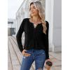Zeagoo Womens Long Sleeve Tops 2025 V Neck Pleated Shirts Dressy Casual Tunic Blouses Loose Fit Fall Fashion Clothes(Black)