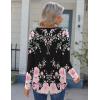 Zeagoo Womens Long Sleeve Tops 2025 V Neck Pleated Shirts Dressy Casual Tunic Blouses Loose Fit Fall Fashion Clothes(Black Pink-printed)
