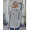 Zeagoo Womens Long Sleeve Tops 2025 V Neck Pleated Shirts Dressy Casual Tunic Blouses Loose Fit Fall Fashion Clothes(Grey Floral-printed)