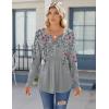 Zeagoo Womens Long Sleeve Tops 2025 V Neck Pleated Shirts Dressy Casual Tunic Blouses Loose Fit Fall Fashion Clothes(Hf36)