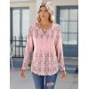 Zeagoo Womens Long Sleeve Tops 2025 V Neck Pleated Shirts Dressy Casual Tunic Blouses Loose Fit Fall Fashion Clothes(Sf190)