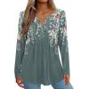Zeagoo Womens Long Sleeve Tops 2025 V Neck Pleated Shirts Dressy Casual Tunic Blouses Loose Fit Fall Fashion Clothes(Wf71)