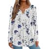 Zeagoo Womens Long Sleeve Tops 2025 V Neck Pleated Shirts Dressy Casual Tunic Blouses Loose Fit Fall Fashion Clothes(White-printed)
