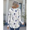 Zeagoo Womens Long Sleeve Tops 2025 V Neck Pleated Shirts Dressy Casual Tunic Blouses Loose Fit Fall Fashion Clothes(White-printed)