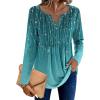 Zeagoo Womens Long Sleeve Tops 2025 V Neck Pleated Shirts Dressy Casual Tunic Blouses Loose Fit Fall Fashion Clothes(Xh363)