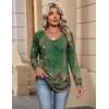 Zeagoo Womens Long Sleeve Tops V Neck Pleated Shirts Dressy Casual Blouses Fall Fashion Tunic Clothes 2026 T-Shirts(01-green Floral)