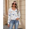 Zeagoo Womens Long Sleeve Tops V Neck Pleated Shirts Dressy Casual Blouses Fall Fashion Tunic Clothes 2026 T-Shirts(01-white Floral)