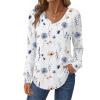 Zeagoo Womens Long Sleeve Tops V Neck Pleated Shirts Dressy Casual Blouses Fall Fashion Tunic Clothes 2026 T-Shirts(01-white Floral)