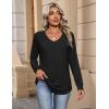 Zeagoo Womens Long Sleeve Tops V Neck Pleated Shirts Dressy Casual Blouses Fall Fashion Tunic Clothes 2026 T-Shirts(Black)