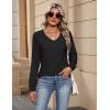 Zeagoo Womens Long Sleeve Tops V Neck Pleated Shirts Dressy Casual Blouses Fall Fashion Tunic Clothes 2026 T-Shirts(Black)