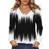 Zeagoo Womens Long Sleeve Tops V Neck Pleated Shirts Dressy Casual Blouses Fall Fashion Tunic Clothes 2026 T-Shirts(Black-white)